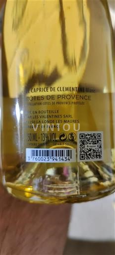 Provence Côtes-de-Provence Les Valentines Le Caprice de Clementine Blanc Neročník