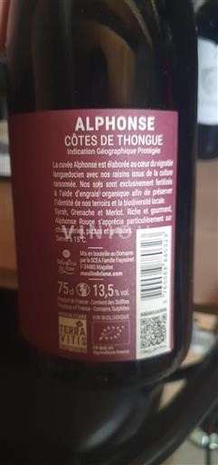 Linguadoca e Rossiglione Côtes de Thongue Moulin de Lène Alphonse 2023