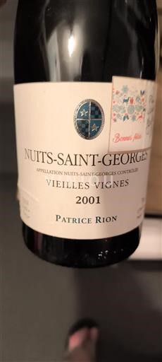 Vin Rouge sec Vieilles Vignes Patrice Rion 2001 France Bourgogne Nuits-saint-georges