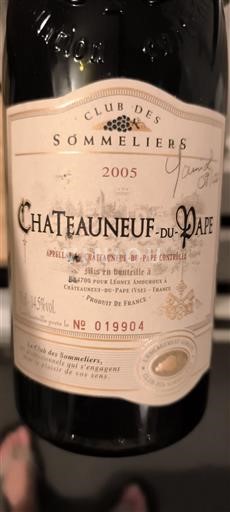 Rhône Valley Châteauneuf-du-Pape Club des Sommeliers 2005
