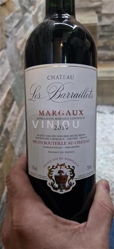 Bordeaux Margaux Grand Cru Château Les Barraillots 2019