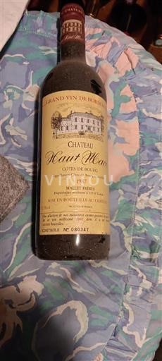 Bordeaux Côtes-de-bourg Château Haut Macô 1987