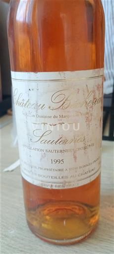 Vin Blanc liquoreux Château Bicheron 1995 France Bordeaux Sauternes