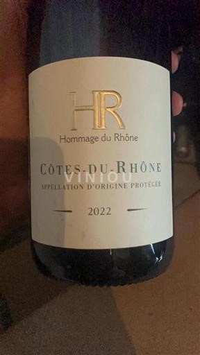 Vin Rouge sec Hommage du Rhône 2022 France Vallée du Rhône Côtes-du-rhône