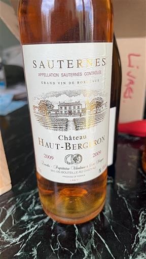 Vin Rosé liquoreux Château Haut-Bergeron 2009 France Bordeaux Sauternes