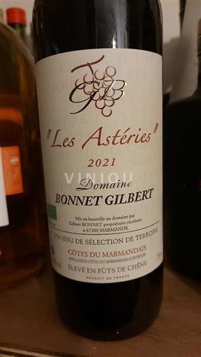 Vin Rouge sec Les Astéries Domaine Bonnet Gilbert 2021 France Sud-Ouest Côtes-du-marmandais bio