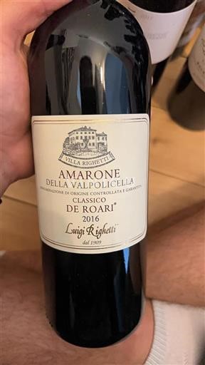 Veneto Amarone della Valpolicella Luigi Righetti Classico De Roari 2016