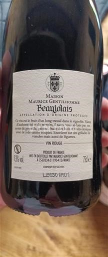 Beaujolais Maison Maurice Gentilhomme 2020
