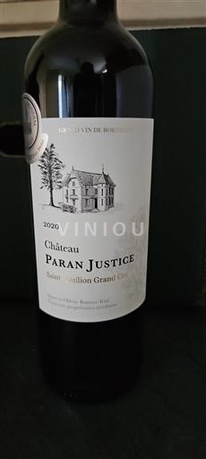 Bordeaux Saint-Émilion Grand Cru Grand Cru Château Paran Justice 2020