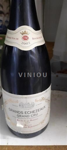 Vin Rouge sec François Martenot 2002 France Bourgogne Grands-échézeaux AOC Grand Cru