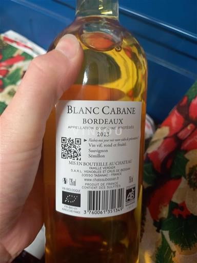 Bordeaux Château Bessan Blanc Cabane 2023