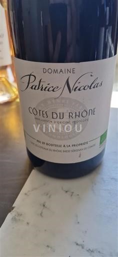 Rhônen laakso Côtes-du-rhône Domaine Patrice Nicolas 2023
