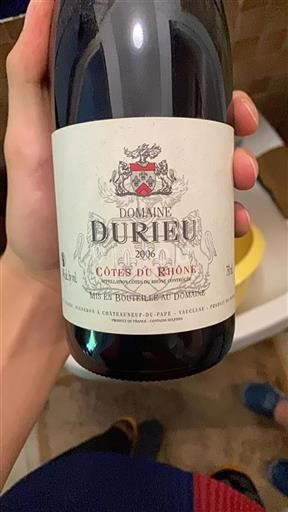 Rhônen laakso Côtes-du-rhône Domaine Durieu 2006