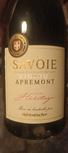 Savoja in Bugey Apremont Adrien Vacher Héritage Neleten.