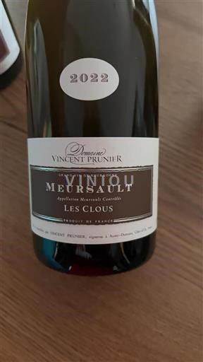 Borgogna Meursault Domaine Vincent Prunier Les Clous 2022