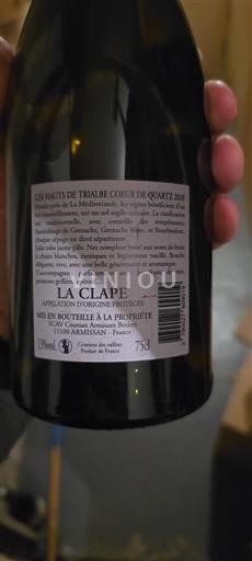 Vin Blanc sec Coeur de Quartz Les Hauts de Trialbe 2020 France Languedoc La Clape