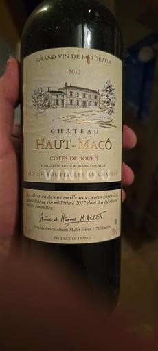Bordeaux Côtes-de-bourg Château Haut-Macô 2012