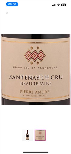 Vin Rouge sec Beaurepaire Pierre André 2023 France Bourgogne Santenay AOC Premier Cru