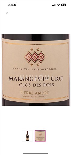 Burgundsko Maranges Premier Cru Pierre André Clos des Rois 2022