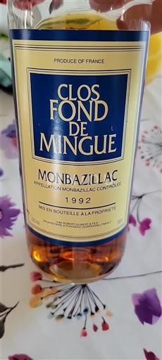 Sydvestfrankrig Monbazillac Clos Fond de Mingue 1992
