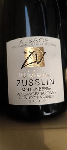 Alsazia Vendanges Tardives Zusslin Bollenberg 2015