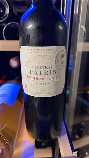 Bordeaux Saint-Émilion Grand Cru Grand Cru Château Patris 2020