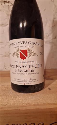 Burgundy Santenay Premier Cru Domaine Yves Girardin La Maladière 2012