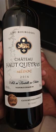 Vin Rouge sec Château Haut Queyran 2016 France Bordeaux Médoc AOC Cru Bourgeois