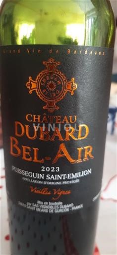 Bordeaux Puisseguin-saint-émilion Château Dubard Bel-Air 2023