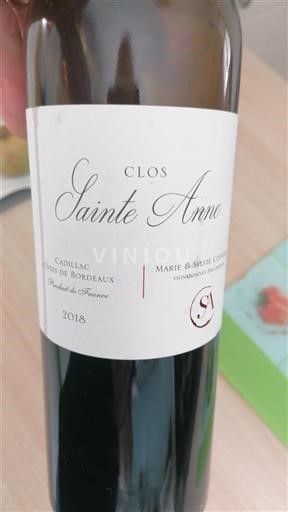 Bordeaux Cadillac-côtes-de-bordeaux Clos Sainte Anne 2018