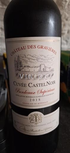 Vin Rouge sec CastelNoir Château Des Gravières 2018 France Bordeaux Bordeaux supérieur