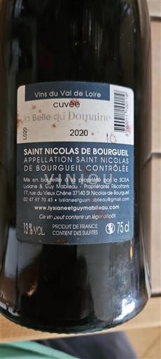 Údolí Loiry Saint-Nicolas-De-Bourgueil Lysiane & Guy Mabileau La Belle du Domaine 2020