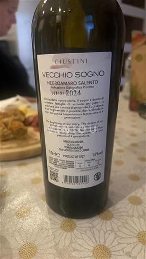 Apulia Susumaniello Salento Tenuta Giustini Vecchio Sogno 2024