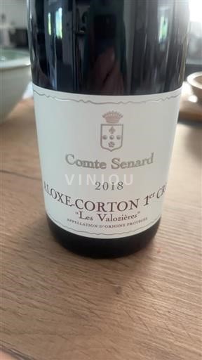 Vin Rouge sec Les Valozières Comte Senard 2018 France Bourgogne Aloxe-Corton Premier Cru