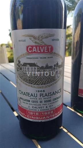 Bordeaux Côtes-de-bourg Château Plaisance 1966