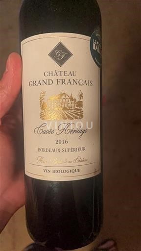 Bordeaux Bordeaux supérieur Château Grand Français Héritage 2016