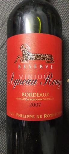 Vin Rouge sec Agneau Rouge Baron Philippe de Rothschild 2007 France Bordeaux