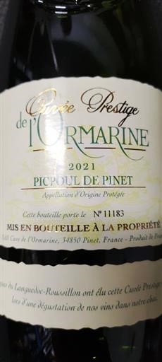 Langvedok Picpoul-de-Pinet Cave de l'Ormarine Prestige 2021