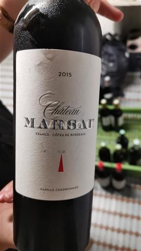 Vin Rouge sec Château Marsau 2015 France Bordeaux Francs-côtes-de-bordeaux