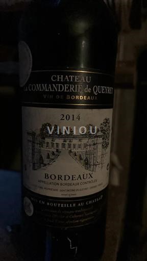 Vin Rouge sec Château La Commanderie de Queyret 2014 France Bordeaux AOC