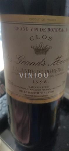 Bordeaux Lalande-de-Pomerol Clos des Grands Moines 1998