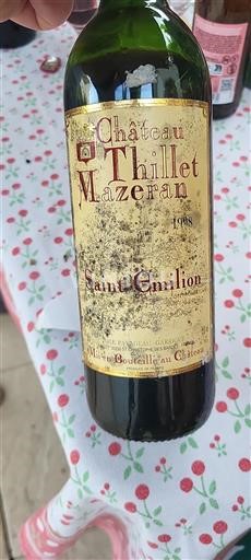Bordeaux Saint-Émilion Château Thillet Mazeran 1998
