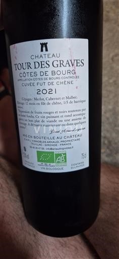 Bordeaux Côtes-de-bourg Château Tour des Graves Fût de Chêne 2021