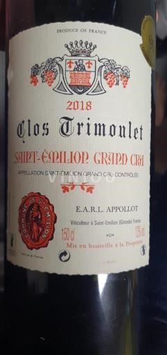 Bordeaux Saint-Émilion Grand Cru Grand Cru Clos Trimoulet 2018