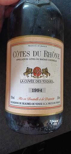 Rona dolina Côtes-du-Rhône Vignerons de Beaumes-de-Venise La des Toques 1994