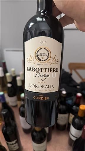 Vin Rouge sec Labottière Prestige Maison Cordier 2018 France Bordeaux