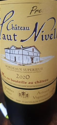 Vin Rouge sec Prestige Château Haut Niveau 2020 France Bordeaux Bordeaux supérieur