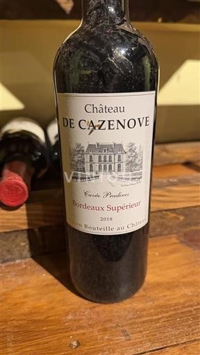 Bordeaux Bordeaux supérieur Château Cazenove Pradines 2018