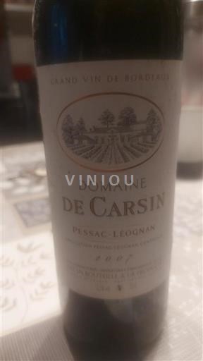 Vin Rouge sec Domaine Carsin 2007 France Bordeaux Pessac-Léognan AOC
