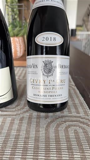 Burgundy Givry Premier Cru Domaine Thenard Clos Saint-Pierre Monopole 2018